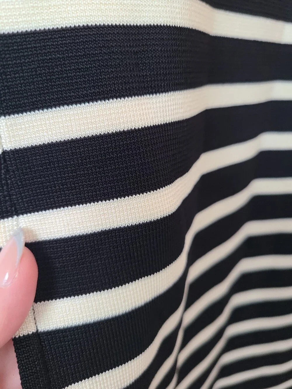 J.Crew Black And Ivory Stripe Knit Tube Midi Dress